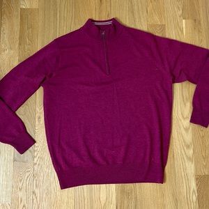 Peter Millar  Mens Large 1/4 Zip Long Sleeve Pullover magenta/plum